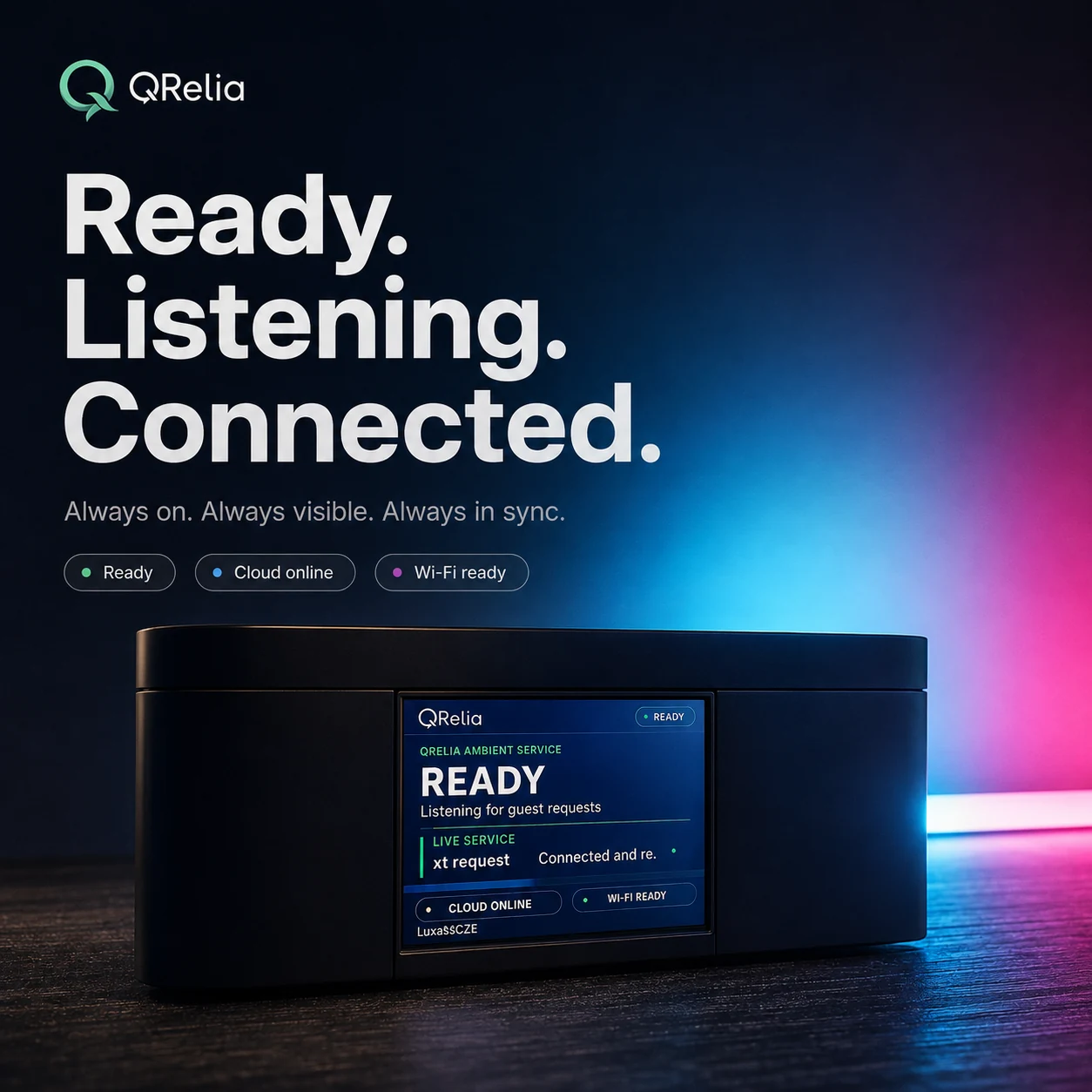QRelia Ambient device in connected and ready state